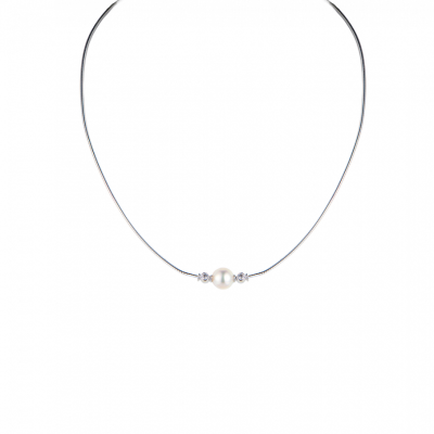 Колье Mikimoto Akoya Pearl 8 mm & 2 Round Diamonds & White Gold