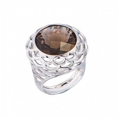 Кольцо No name White Gold & Smoky Quartz