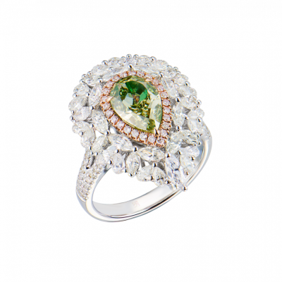 Кольцо Ralfdiamonds 2,01 ct Fancy Brownish Greenish Yellow/SI1 & White Multishape Cut Diamonds