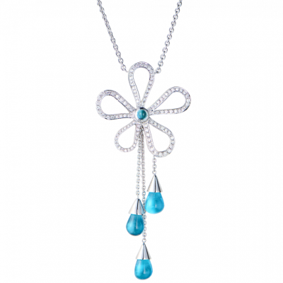 Подвеска No name White Gold Diamond Topaz Lolite Flower