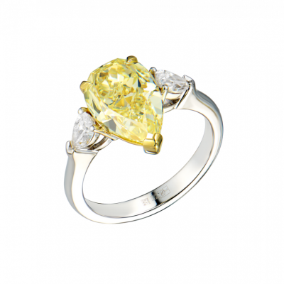 Кольцо GIA 4,02 ct Natural Fancy Yellow/VS2 Pear Cut Diamond