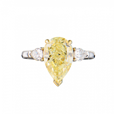 Кольцо GIA 4,02 ct Natural Fancy Yellow/VS2 Pear Cut Diamond