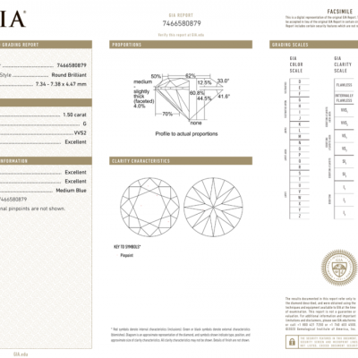 Пусеты GIA 1,50 G/VVS2 - 1,50 ct G/VVS2 ExExEx Round Cut Diamonds