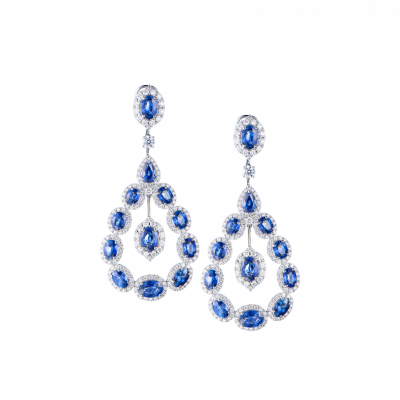 Серьги No name Natural Sapphire 16,16 ct & Natural Diamonds 4,24 ct & White Gold