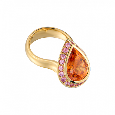 Кольцо No name Moving Multi-Gemstone Yellow Gold Ring