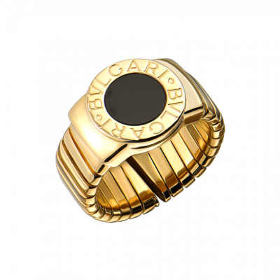 Кольцо Bvlgari Tubogas Onyx & Yellow Gold (SIZE 54)