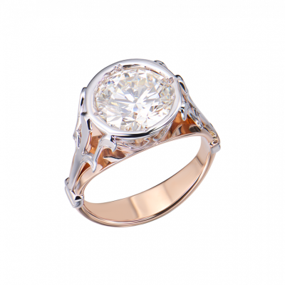 Кольцо No name 6,78 ct K/SI1 Round Cut Diamond & Rose & White Gold