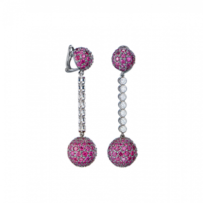 Серьги Maximilian White Gold & Rubies & Diamonds