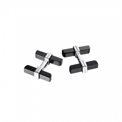 Запонки Tom Ford Onyx & White Gold Bar