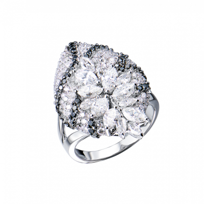 Кольцо No name 3,55 ct Round & Marquise Diamonds & 0,40 Black Diamonds & White Gold