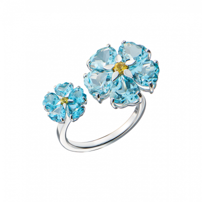Кольцо No name White Gold & Topaz Flower