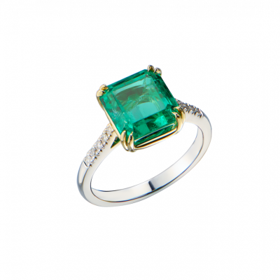 Кольцо No name COLOMBIA EMERALD 4,53 ct Intense Bluish Green/VS