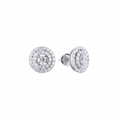 Пусеты No name 2,12 ct Round Cut Diamonds & White Gold