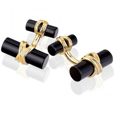 Запонки Tiffany & Co Onyx & Yellow Gold Cufflinks