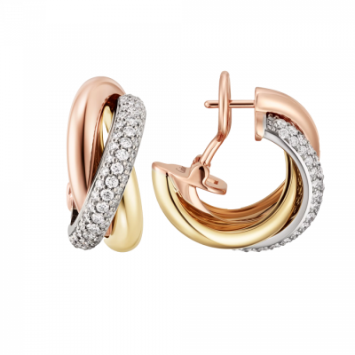 Серьги Cartier Trinity Classic Model Half-Paved Diamonds