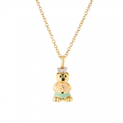 Подвеска Aaron Basha Teddy Bear Charm with the Letter J Diamonds & Yellow Gold