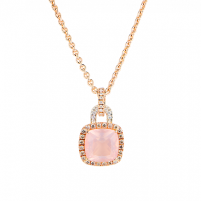 Подвеска Valente Milano Rose Quartz & Diamonds & Rose Gold Necklace