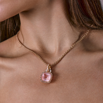 Подвеска Valente Milano Rose Quartz & Diamonds & Rose Gold Necklace