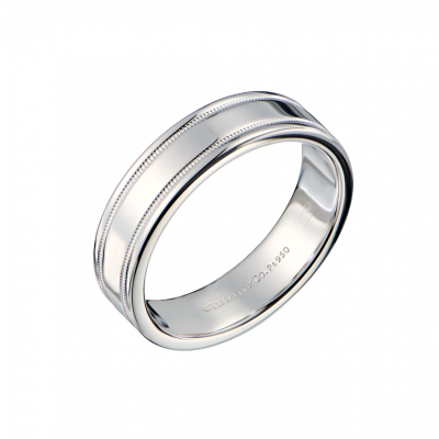 Кольцо Tiffany & Co Double Milgrain Band Ring in Platinum, 4 mm Wide (SIZE 60)