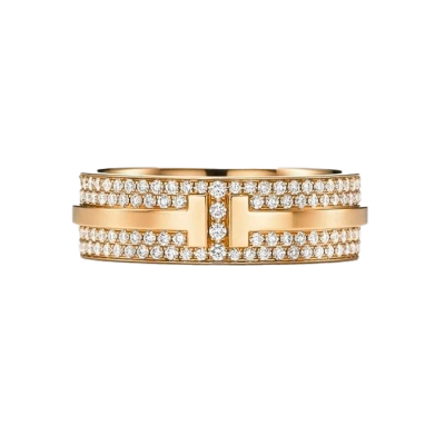 Кольцо Tiffany & Co T Wide Pavé Diamond Ring in Yellow Gold