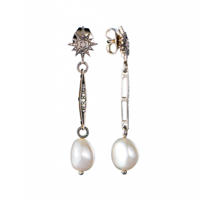 Серьги H.Stern Stars Yellow Gold & Diamond & Pearl