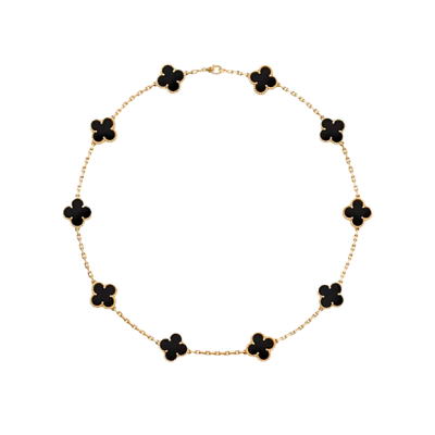 Колье Van Cleef & Arpels Vintage Alhambra 10 Motifs Yellow Gold Onyx
