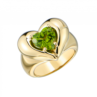 Кольцо Van Cleef & Arpels Open Heart Yellow Gold & Peridot