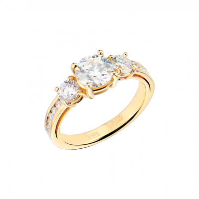 Кольцо GIA 1,02 ct E/VVS1 Round Brilliant & Yellow Gold