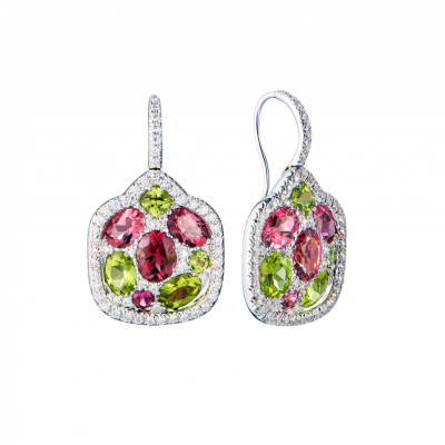 Серьги Hour Passion Jewellery White Gold & Tourmaline & Peridot & Diamond