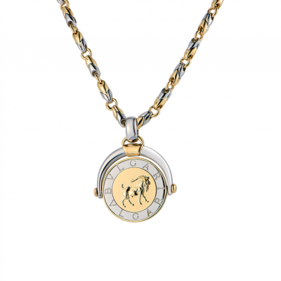 Подвеска Bvlgari Capricorn Zodiac Coin Yellow Gold and Steel
