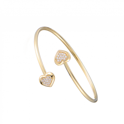 Браслет DeRosa Two Hearts Bangle Diamonds Yellow Gold