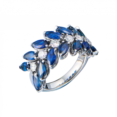 Кольцо Prima Exclusive 4,95 ct Sapphires & 0.92 ct Diamonds & White Gold