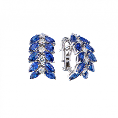 Серьги Prima Exclusive 7,75 ct Sapphires & 1,10 ct Diamonds & White Gold