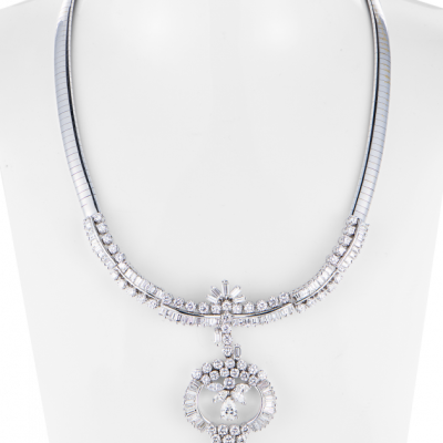 Колье No name 11,06 ct Round, Baguette, Marquise, Pear Cut Diamonds & White Gold