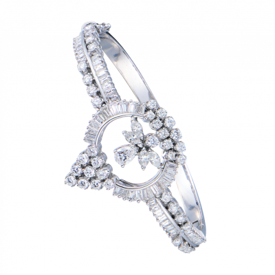 Браслет No name 5,36 ct Round, Baguette, Marquise, Pear Cut Diamonds & White Gold