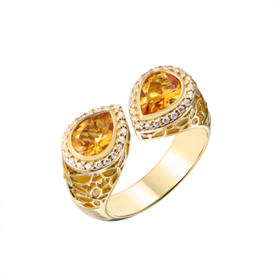 Кольцо No name Yellow Gold & Citrine & Diamonds