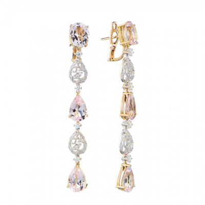 Серьги Virtuti Jewellery Dream Collection Morganite & Diamonds