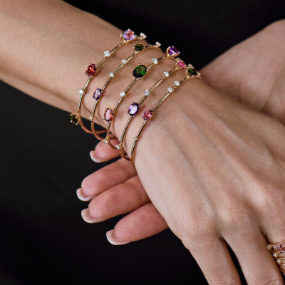 Браслет Mattia Cielo 5 Rows Amethyst & Tourmaline & Diamonds