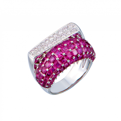 Кольцо No name Ruby & Diamonds White Gold