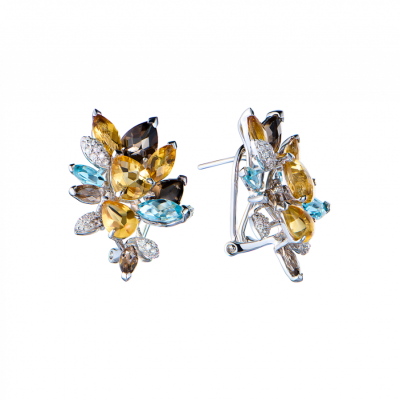 Серьги Damas Сhrysolite & Topaz & Citrine & Diamonds and White Gold