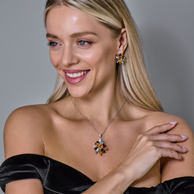 Серьги Damas Сhrysolite & Topaz & Citrine & Diamonds and White Gold
