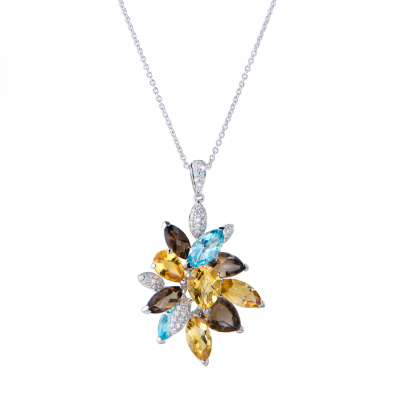 Подвеска Damas Сhrysolite & Topaz & Citrine & Diamonds and White Gold