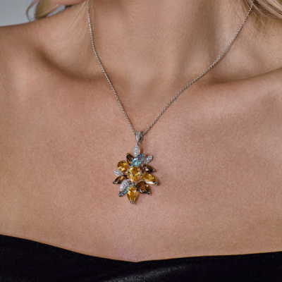 Подвеска Damas Сhrysolite & Topaz & Citrine & Diamonds and White Gold