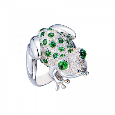 Кольцо Stenzhorn Frog White Gold & Diamonds & Tsavorites