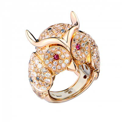 Кольцо Como Milano Owl Rose Gold & Diamonds