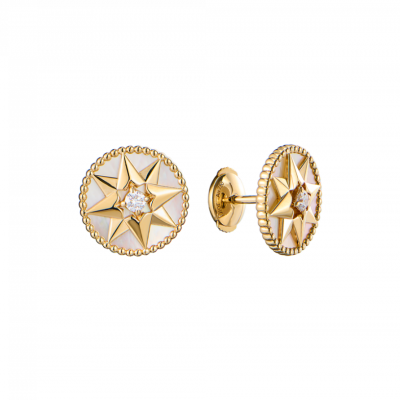 Серьги Dior Medium Rose des Vents Yellow Gold, Diamond and Mother-of-Pearl