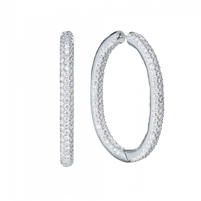Серьги No name 9,20 ct G/SI1 Round Cut Diamonds & White Gold Hoop