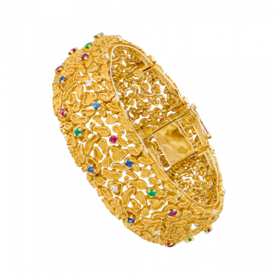 Браслет No name Vintage Yellow Gold Сuff Tree Bark