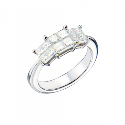 Кольцо No name 1,00 ct Princess Cut Diamonds & White Gold