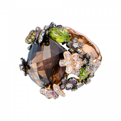 Кольцо No name Smoky Quartz with Multi Gem Surround